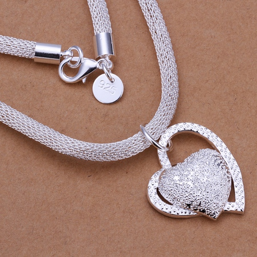 925 prata esterlina colar lindo charme moda coração casamento senhora amor para mulheres nobre luxo 18 polegadas 45cm jóias
