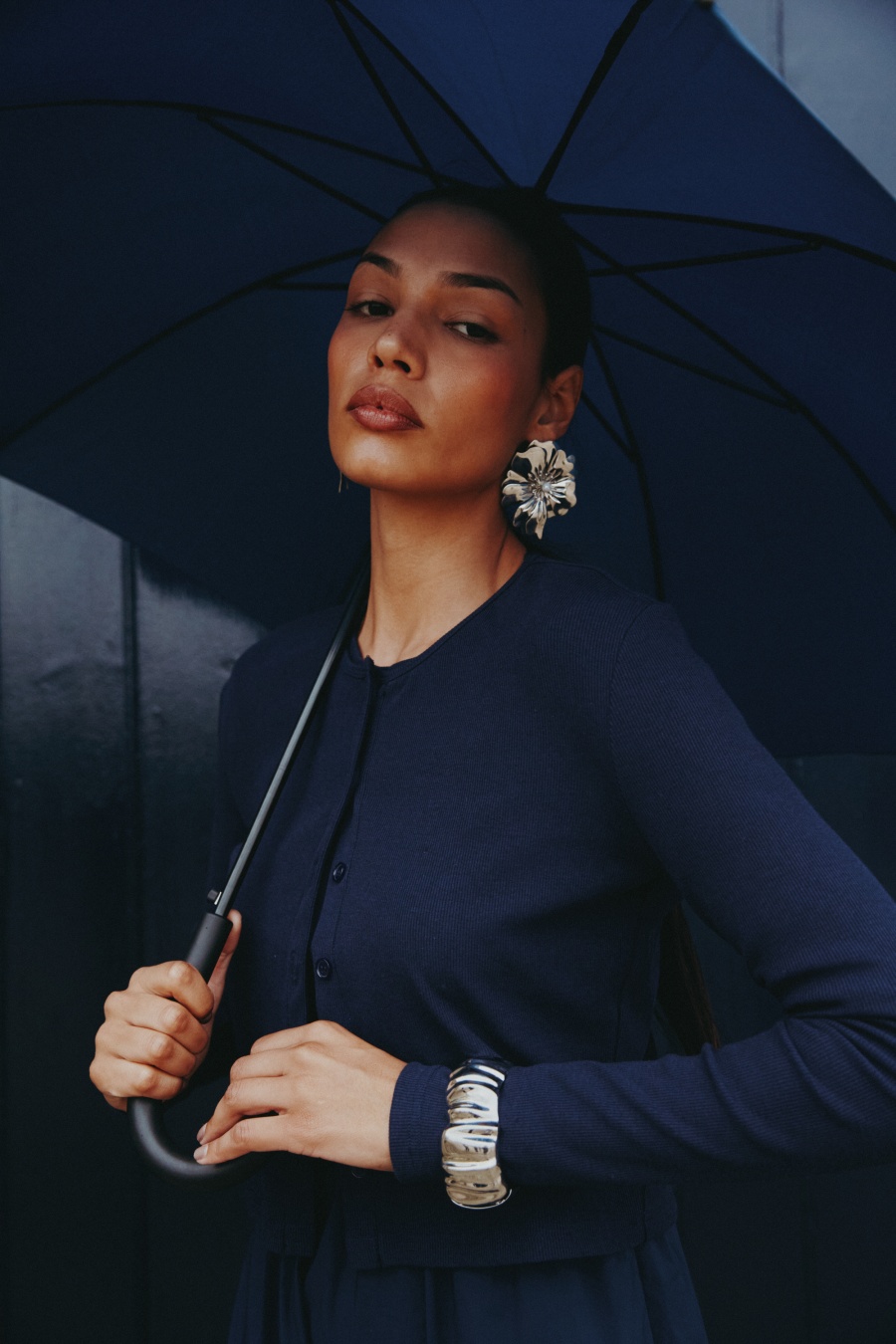 AS AW25 Лоскутное платье с круглым вырезом, топ в рубчик + юбка + кардиган, женская одежда