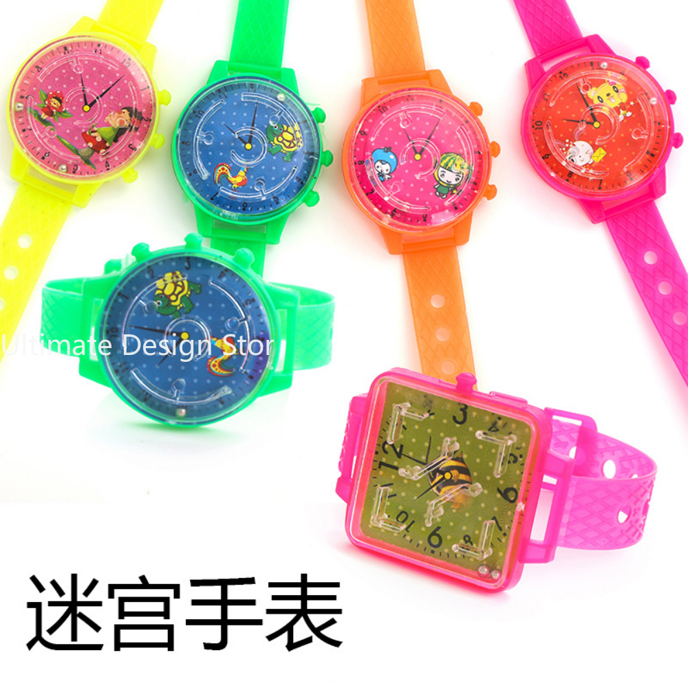 นาฬิกาของเล่นเขาวงกตพลาสติกสีเล็กๆวันเกิดสำหรับเด็กของขวัญปาร์ตี้ของขวัญ kado Bayi