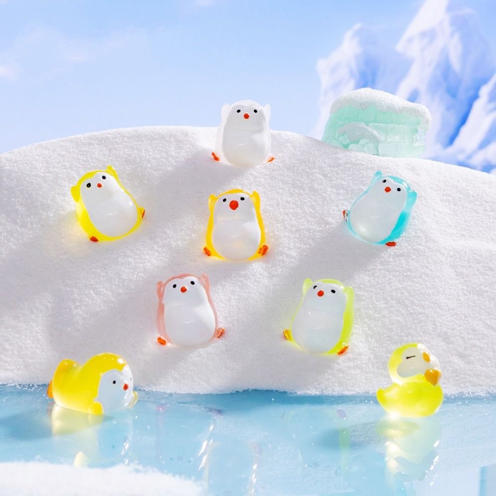 Cute DIY Doll House Luminous Penguin Gardening Gift Miniature Figurines Fairy Mini Animals Figurine