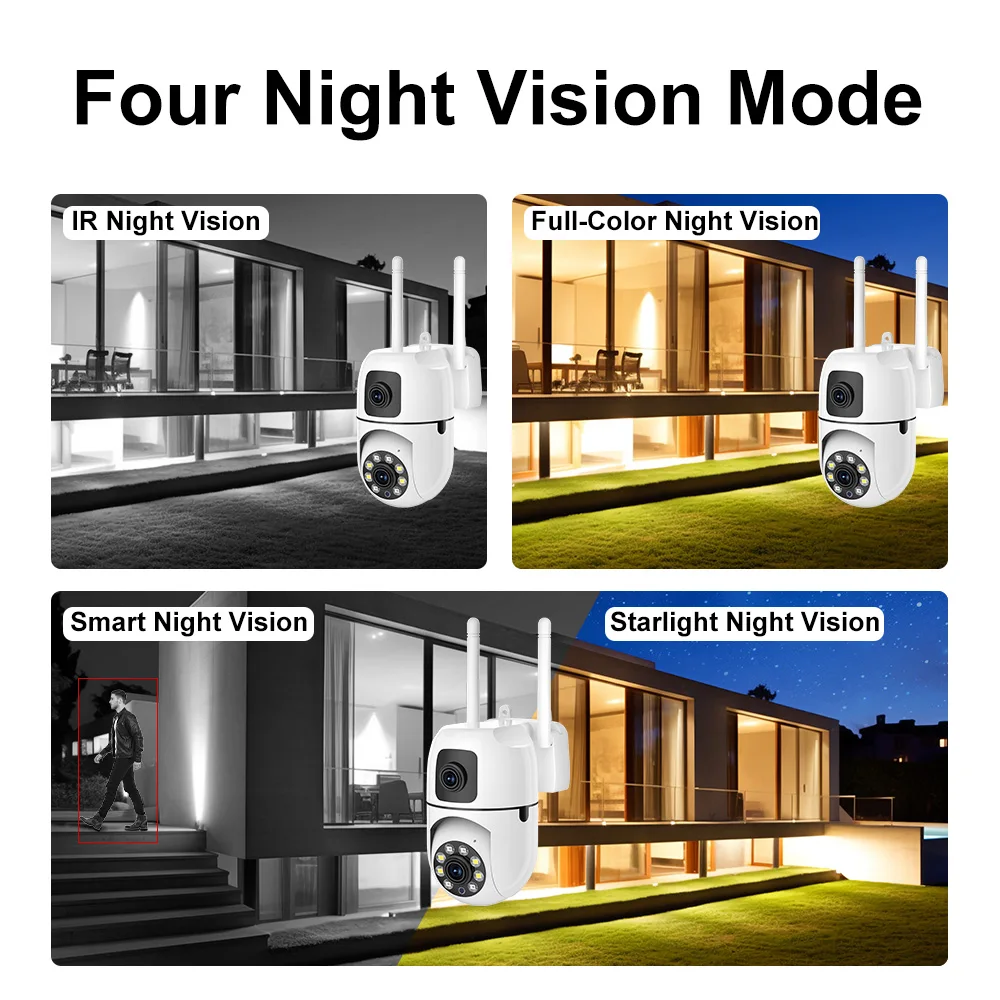 4K 8MP HD Smart Night Vision Wifi Camera PTZ Outdoor Dual Screen Human Detection Dual Lenes IP Security Protection Cam O-Kam pro