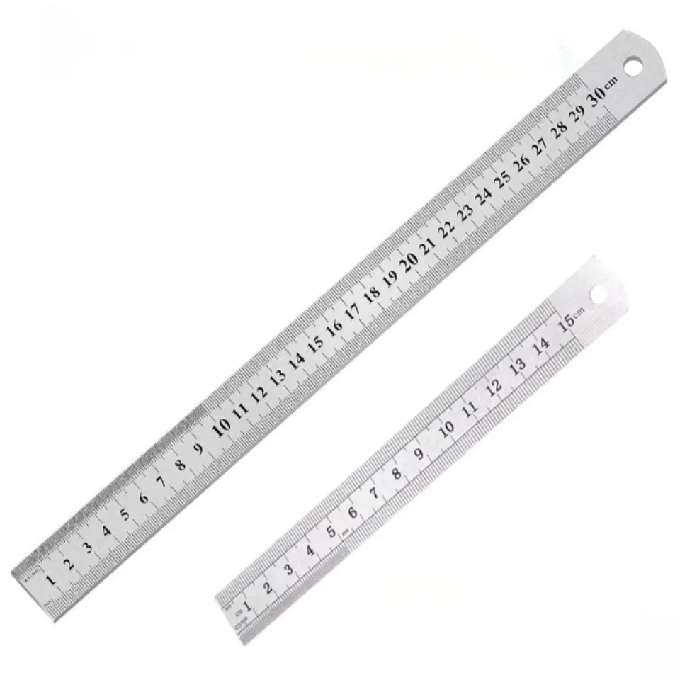 Righello dritto a doppio lato in acciaio inossidabile Centimetro pollici Scala righello metrico Strumento di misurazione di precisione Forniture per ufficio scolastico