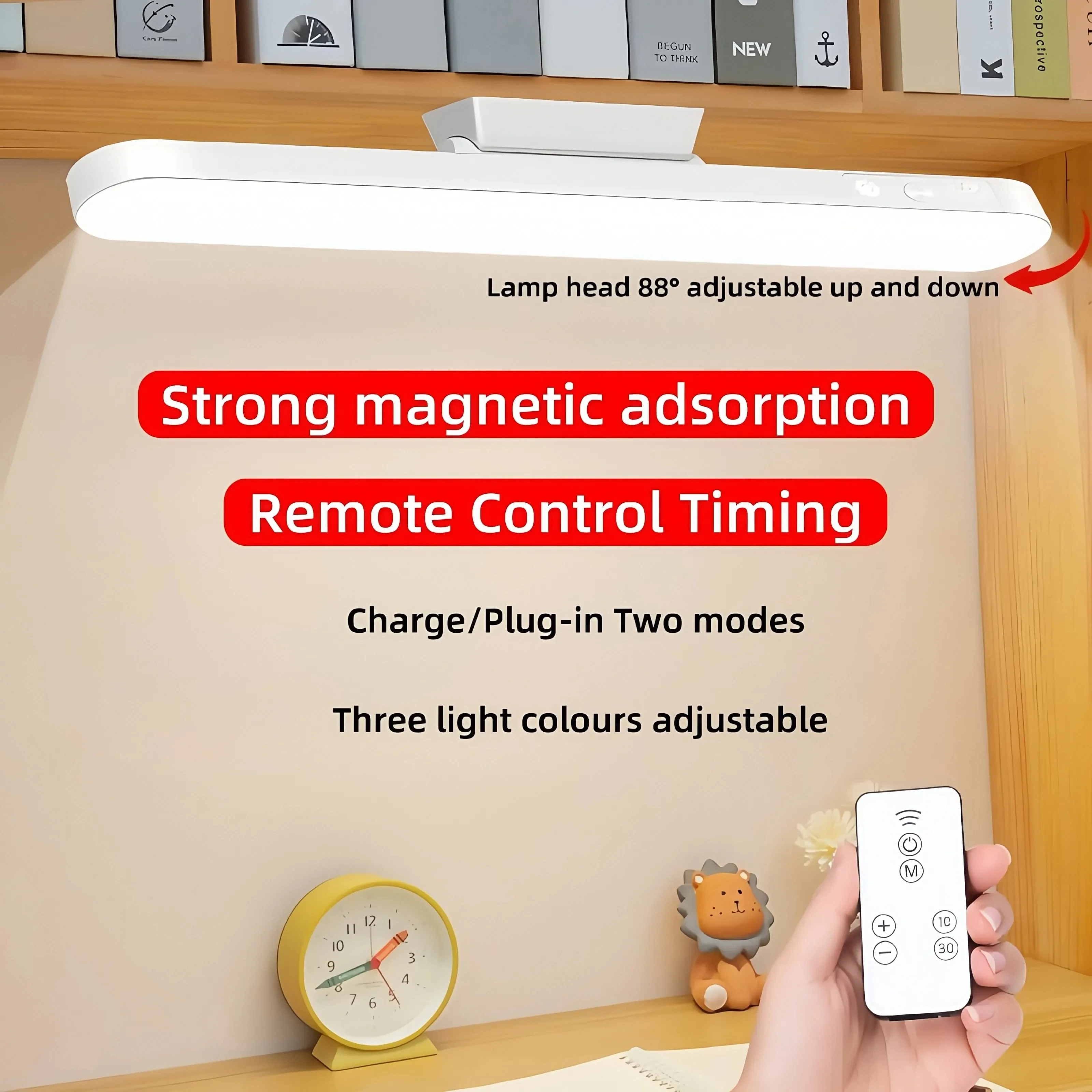 Lampada da tavolo a LED Lampada da scrivania ricaricabile USB a sospensione magnetica Lampada da lettura a 3 colori Luce notturna dimmerabile per armadio armadio