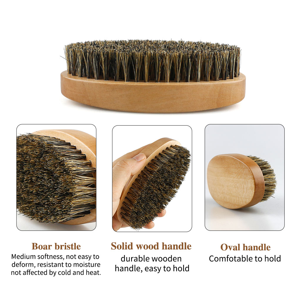 Professional Men's Shaving Brush Set Boar Bristle Portable Barber Natural Beard Brush Comb for Facial Cleaning Styling Tools