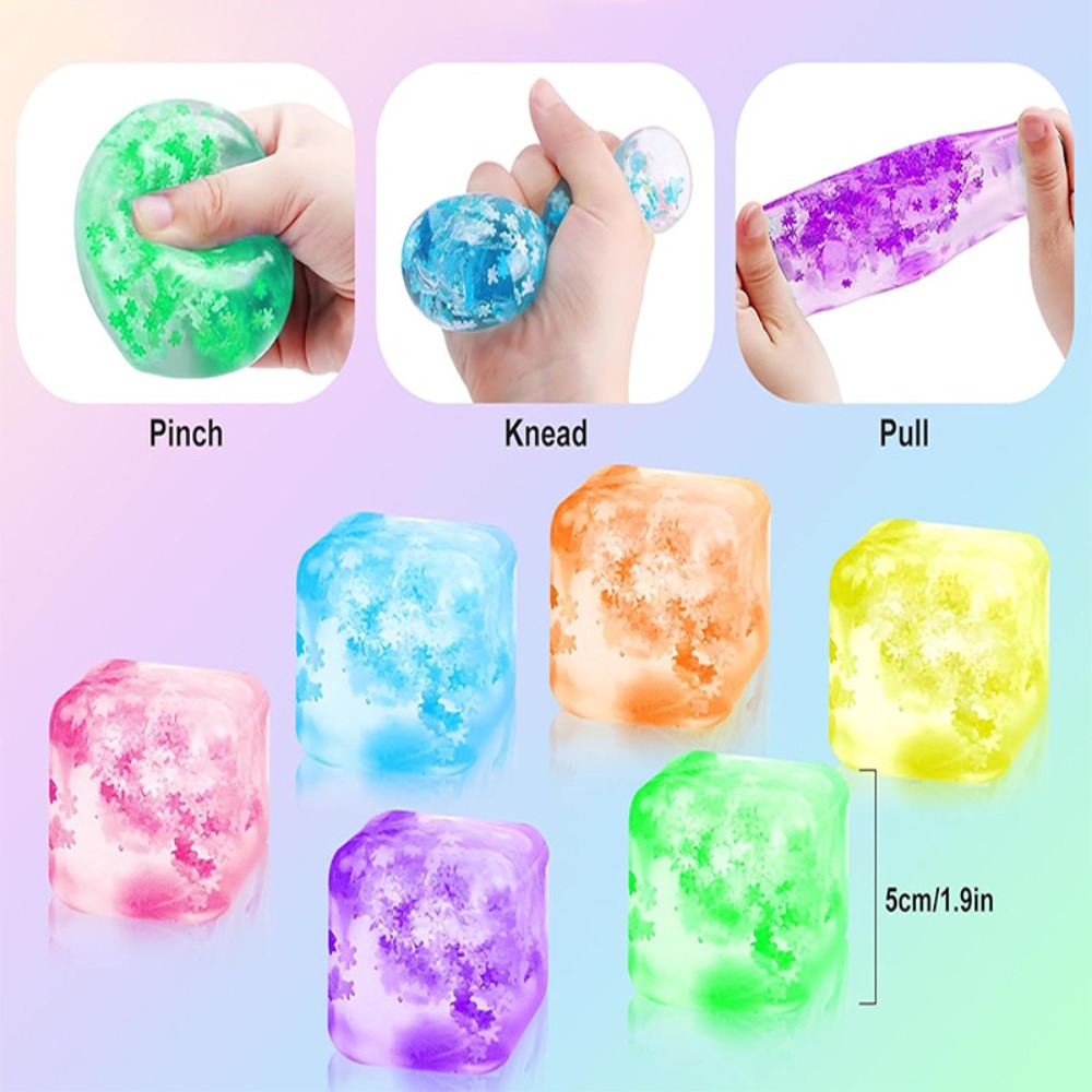 Mini 5*5cm Ice Cube Pinch Toy Stress Relief Tofu Shape Transparent Ice Block Mochi Sensory Toy Children