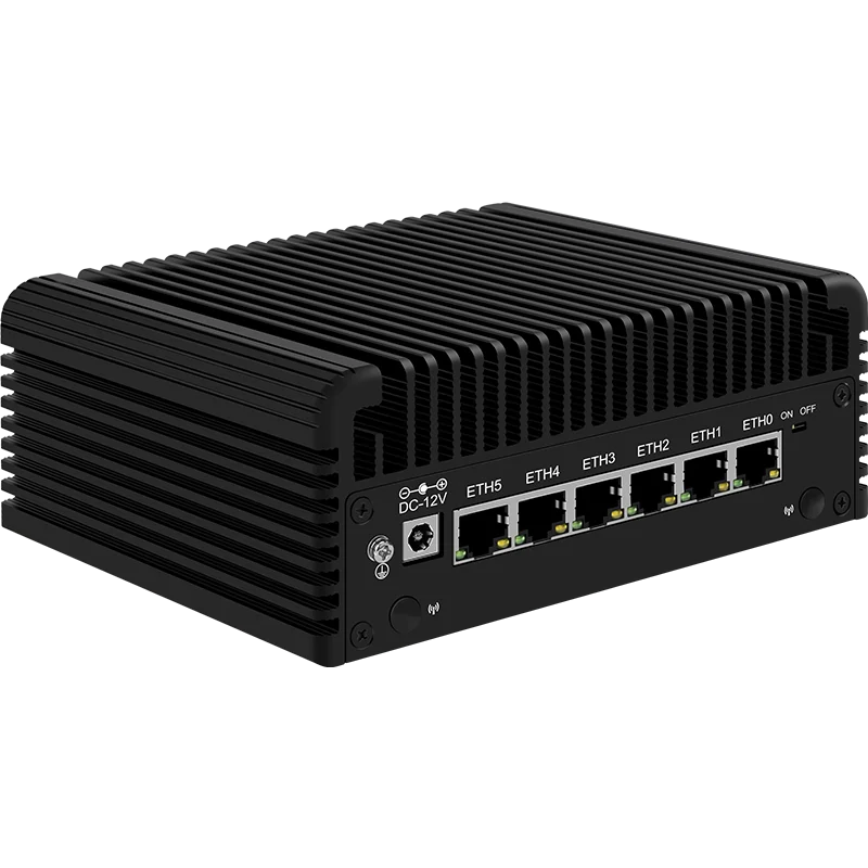 6 LAN 2,5G Firewall Router Intel Core 3 N355 N305 N150 N100 i226-V Lüfterloser Mini-PC DDR5 2xNVMe 2xHDMI2.1 Typ-C pfSense Proxmox
