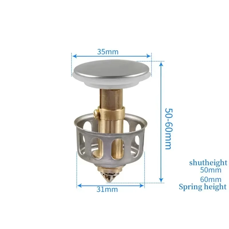 Wastafelafvoeren Universele metalen filterklep Pop-up afdruiprek Afvalstopper Badzeef Plug Haarvangers Badkameraccessoires