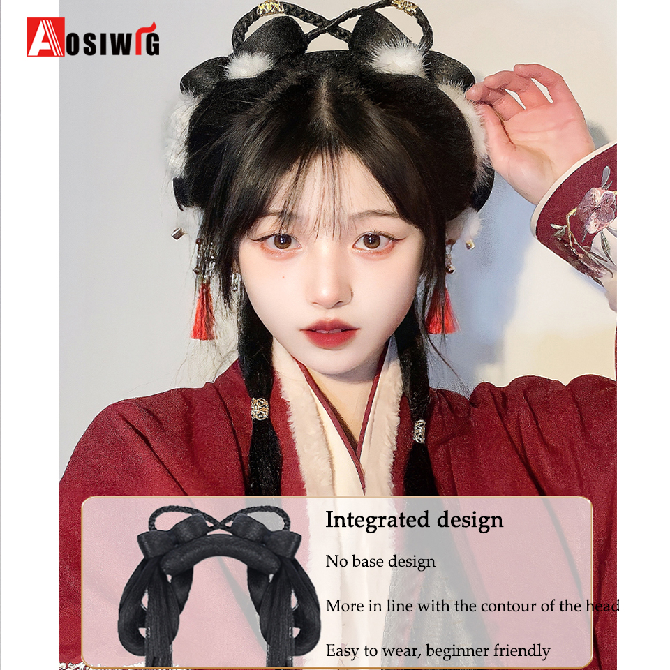 合成カンフーブヘアクリップ,古代のかつら,ヘアアクセサリー,ワンピース,ignons,ウィッグ,アンティーク