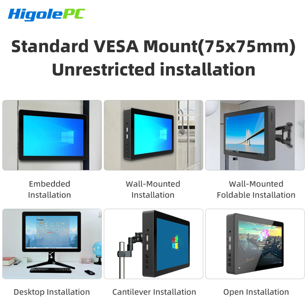 Higole F3APL 8'' Fanless Mini PC with Screen Intel N4200 Windows 10 WiFi5 4GB 64GB 2340mAh 4K Laptop Desktop PC Mini Computers