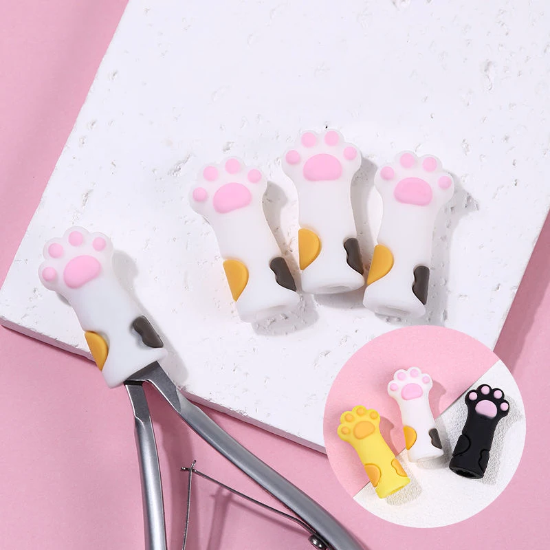 6 น่ารัก Cat PAW ถักเข็ม Stoppers เข็มจุดซิลิโคน Protector Anti-Shedding หมวก DIY สานเครื่องมืออุปกรณ์เย็บผ้า