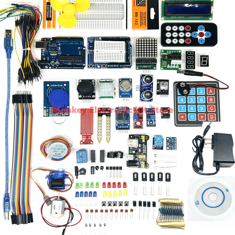 Arduinoプログラミングプロジェクト用のスターター学習キット,初心者向けのインテリジェント実験室電子機器,R3 IDE,フルバージョン