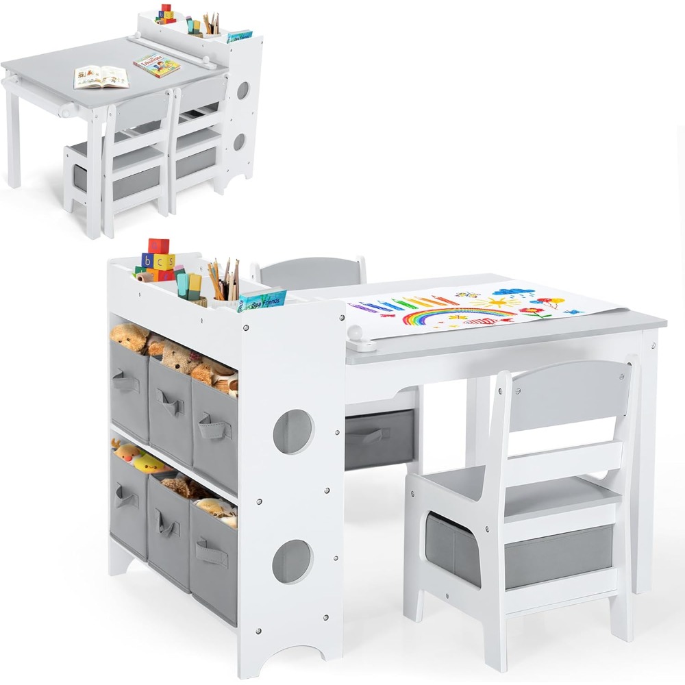 Children's Wooden Art Table and Chair Set for Toddlers - Ideal for Drawing, Reading, Studying, Crafting, and Play