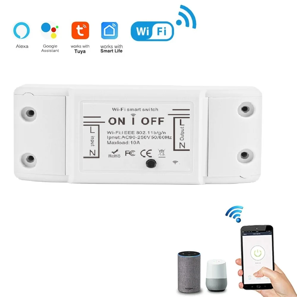 Tuya Licht WiFi Schakelaar Smart Leven APP Voice Relais Controller Timer Module Google Home Alexa Muur 110V 220V 10A