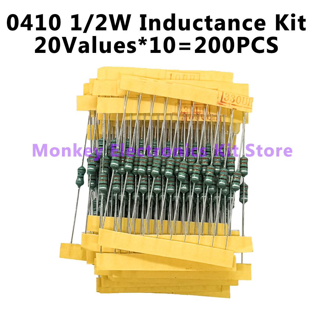 1Set 200PCS Inductor Assortment Kit 1UH-4.7MH 20values DIP Inductance Color Ring Inductor Assorted Kit