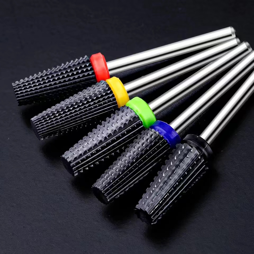 Foret à ongles en céramique noir 5 en 1, pour perceuse électrique, fraise à tige de 3/32 pouces, retrait rapide de l'acrylique ou du Gel dur