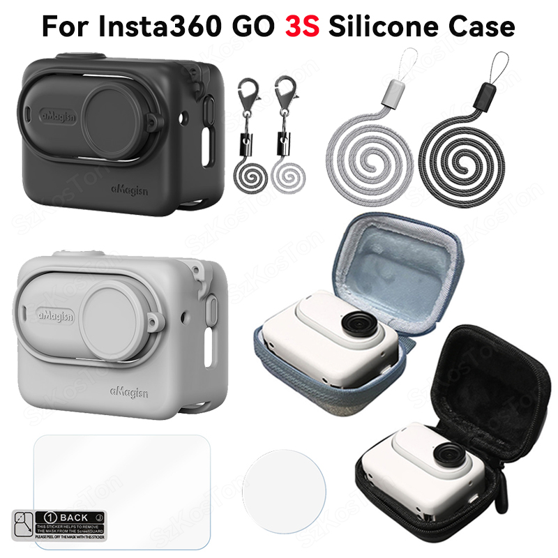 For Insta 360 GO 3S Silicone Protective Case Non-Slip All-round Protection Shell Anti-scratch Cover Sports Camera Accessories
