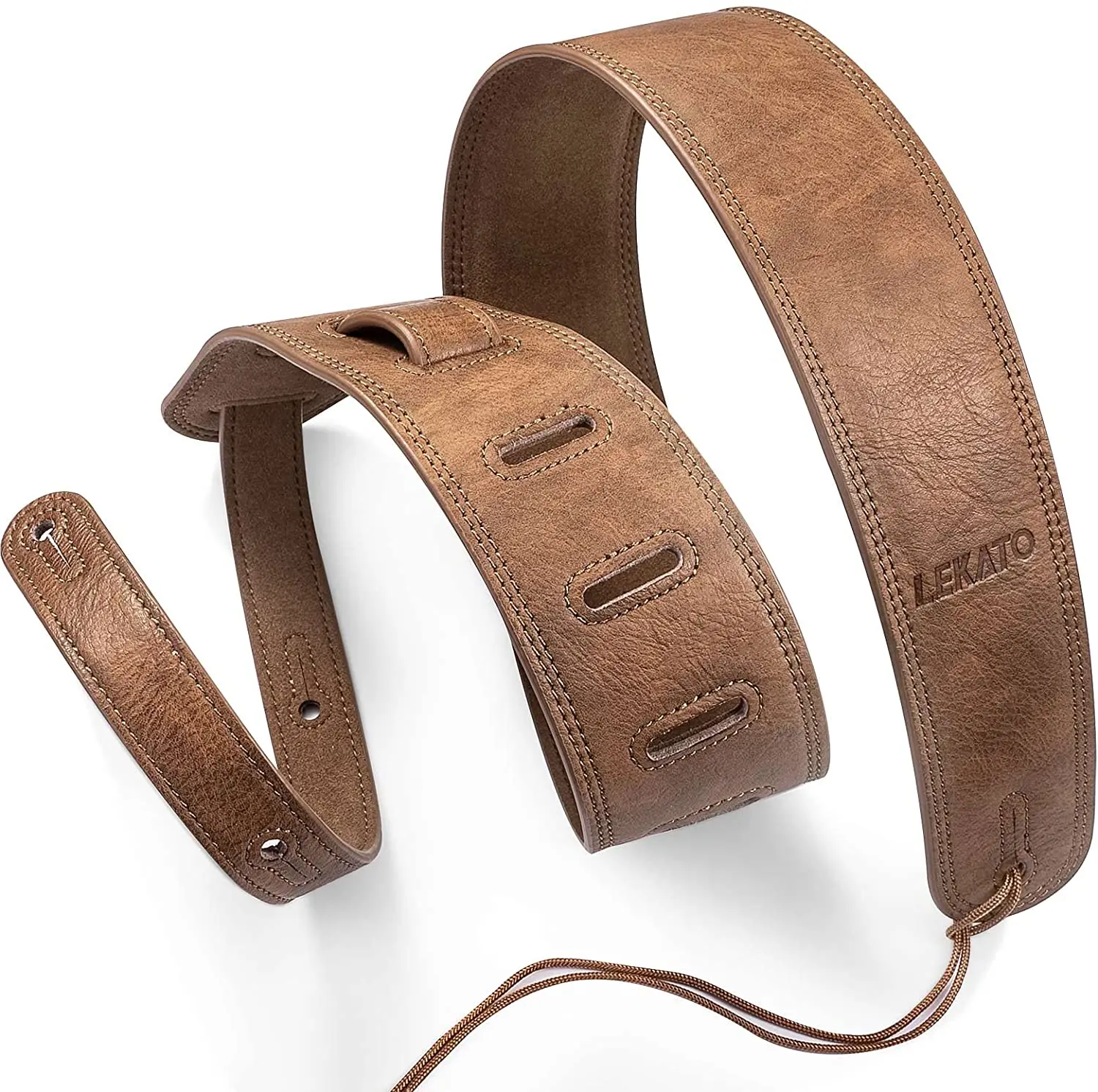 Lekato 2.5 Inch Rộng Dây Đeo Đàn Guitar Da Dày Bọt Đệm Cho Bass Guitar Điện Có Thể Điều Chỉnh 41 Đến 51 Da dây Đeo
