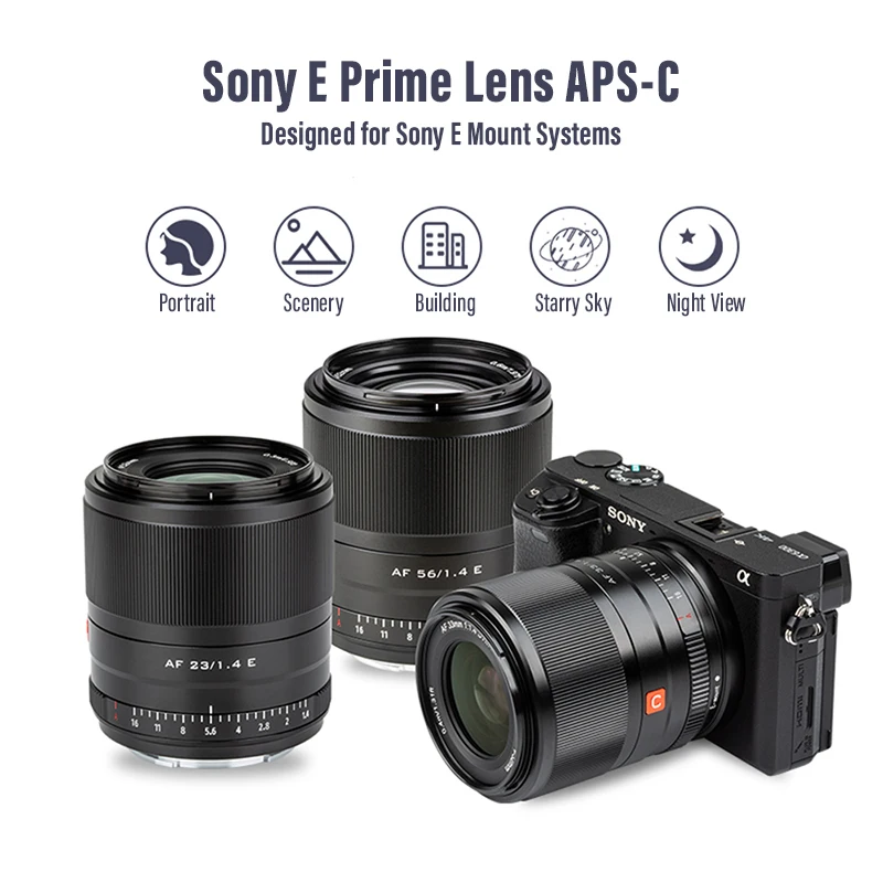 Viltrox lente de gran apertura para cámara Sony E mount, APS-C de lente de enfoque automático, 56mm, F1.4, STM, A7R, A7IV, A9II, A6600