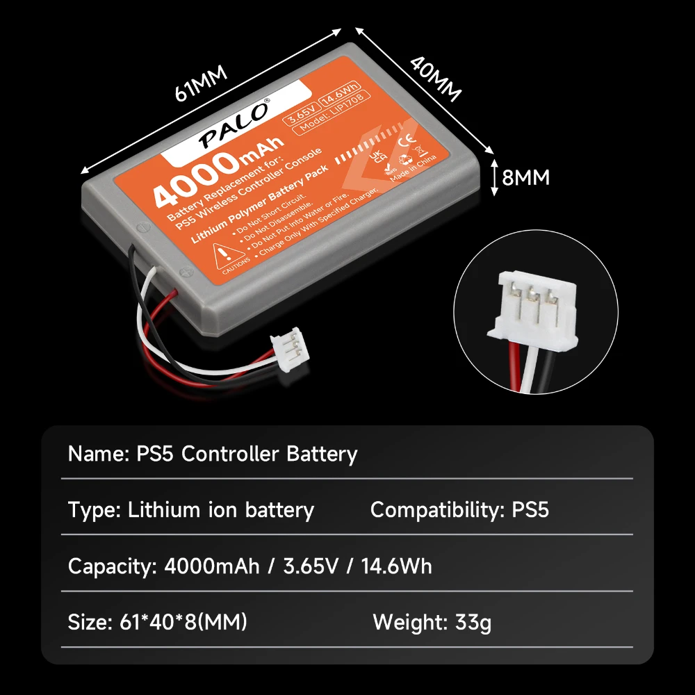 4000mAh PS5 PS 5 Wireless Controller Battery for Sony Playstation 5 LIP1708 Dualsense Gamepad Controller CFI-ZCT1W CFI-ZCT1J