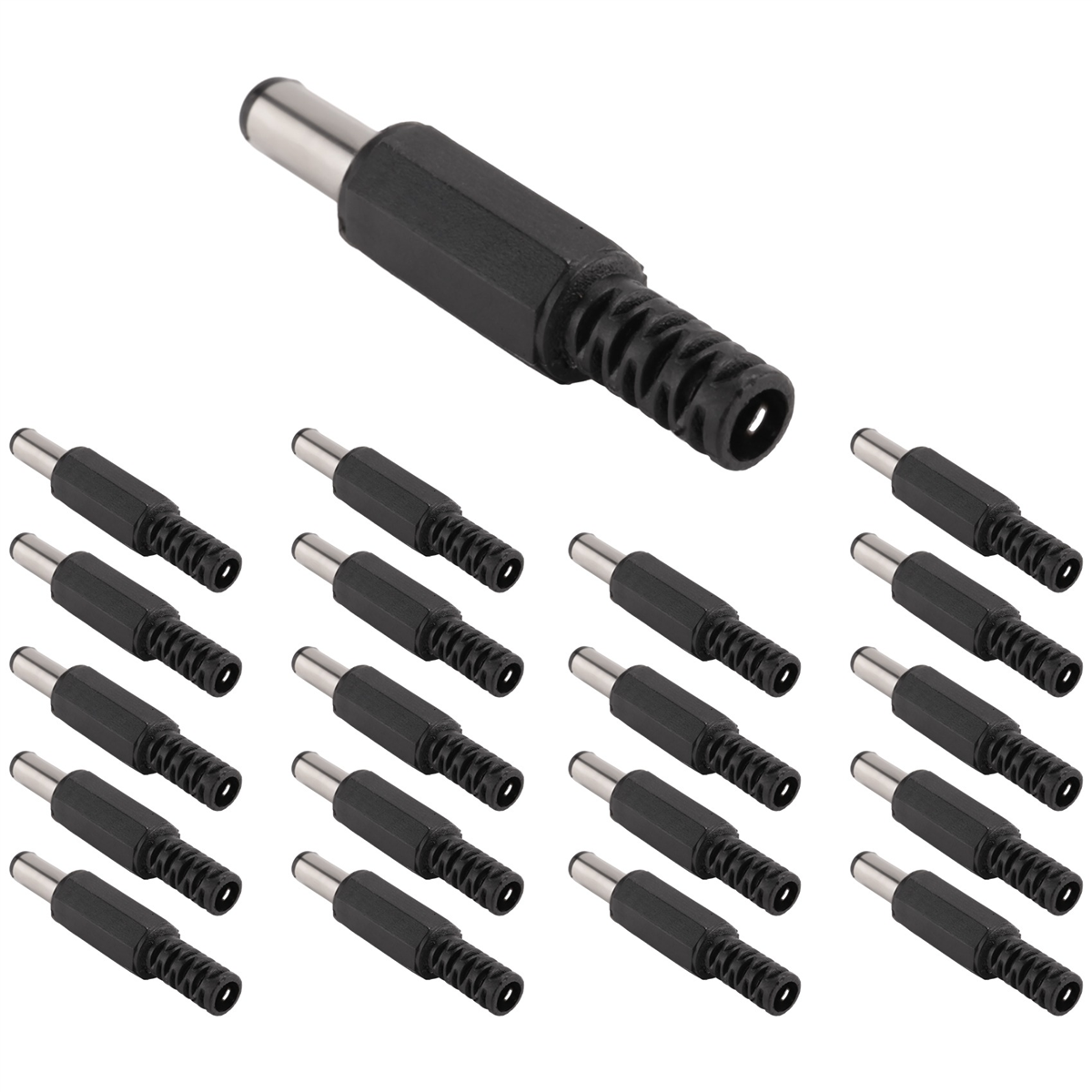 ABFA 20 Pcs Preto 2,5 mm x 5,5 mm DC Power Male Plug Jack Adaptador