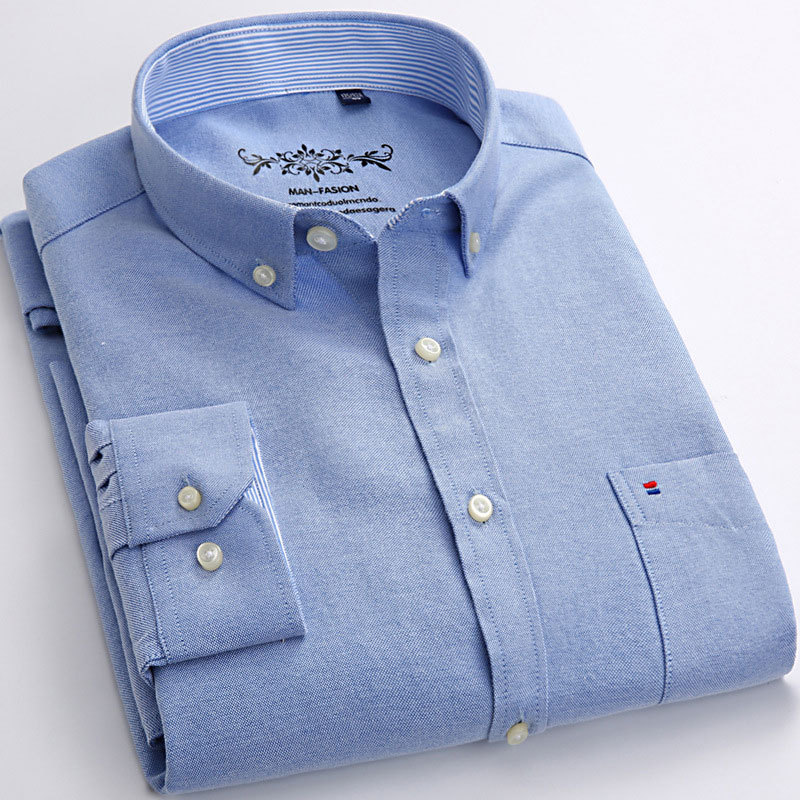 Camisa de manga larga de color sólido de tela Oxford, ropa formal informal de negocios para hombres, camisa delgada de temperamento profesional cómoda