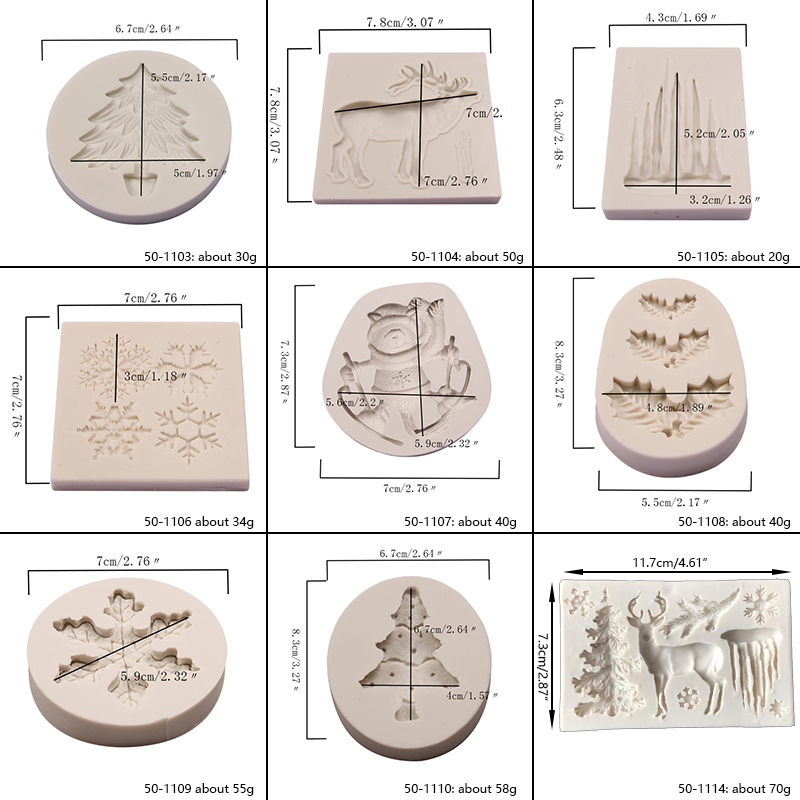 Christmas Silicone Mold Xmas Cake Decorating Tools Snowflake Christmas Tree Elk Fondant Chocolate Cupcake Candy Baking Mould