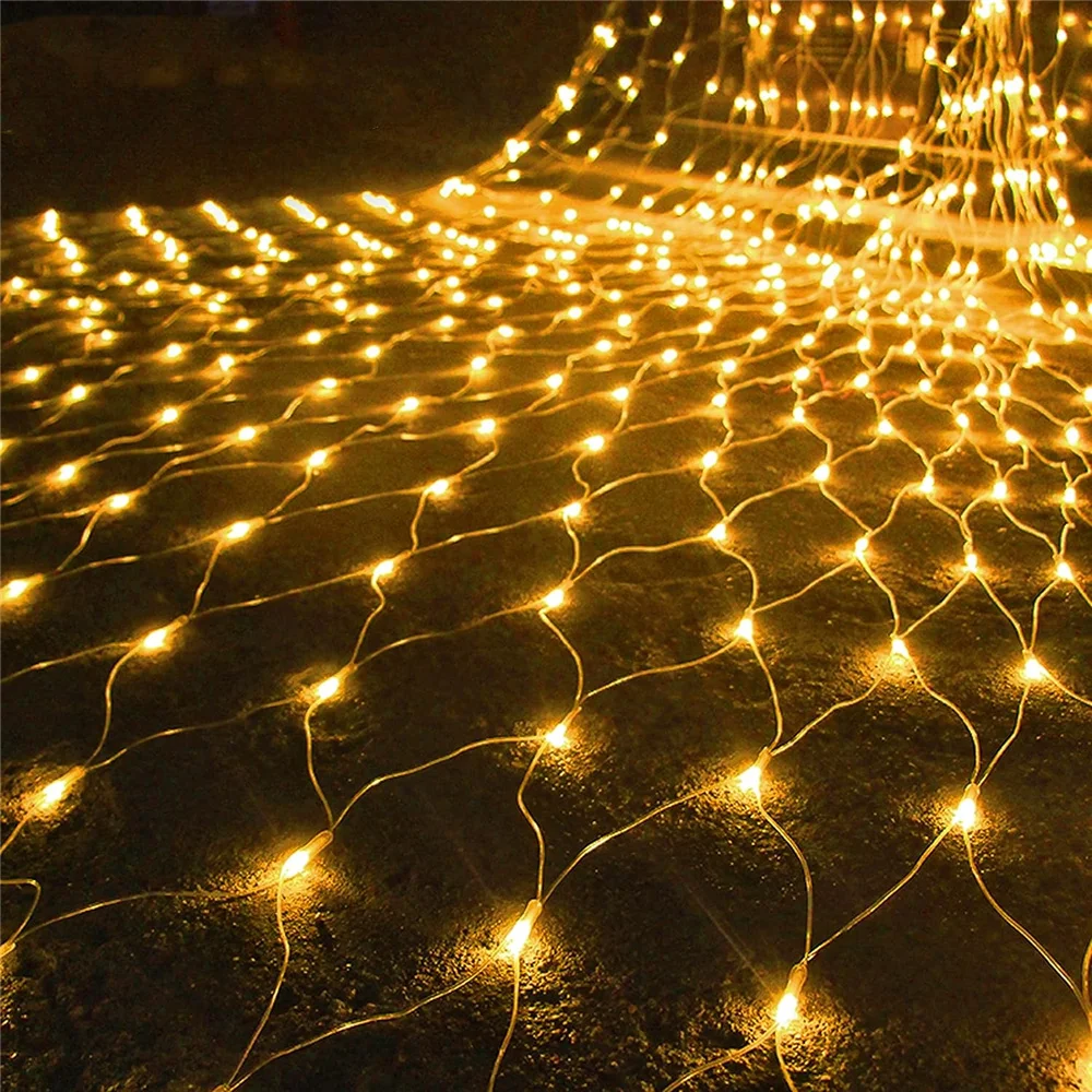 220 V Outdoor Weihnachten Net Lichter 8 Modi LED Mesh String Licht Anschließbare Lichterkette Garten Baum Hochzeit Party Dekorationen