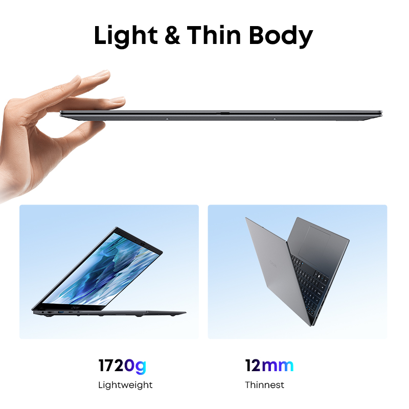 CHUWI GemiBook Plus Laptop 15,6 "gráficos Intel N150/N100 para 12.a generación 1920*1080P 16GB RAM 512GB SSD con ventilador de refrigeración Windows 11
