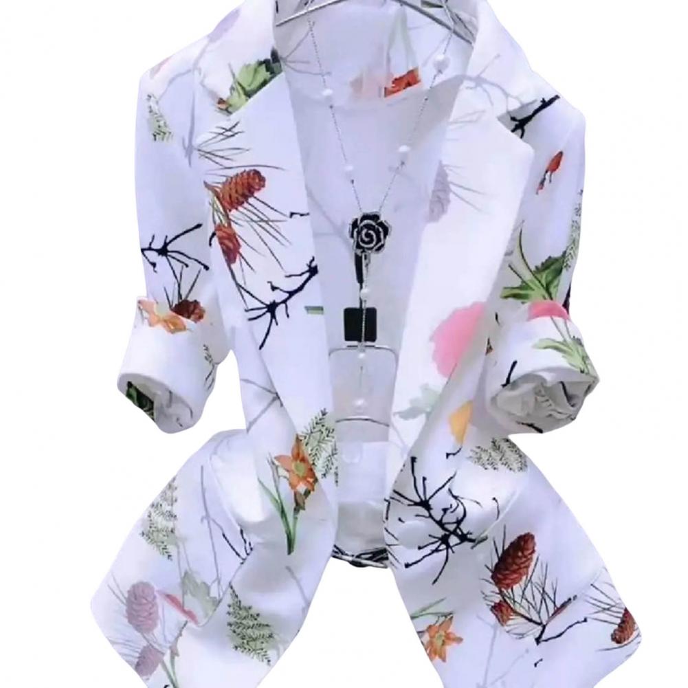 Lapel kieszenie damskie marynarka eleganckie malowidło tuszowe zapinany na jeden guzik 3D szyszka wzór cienkie garnitury płaszcz odzież wierzchnia