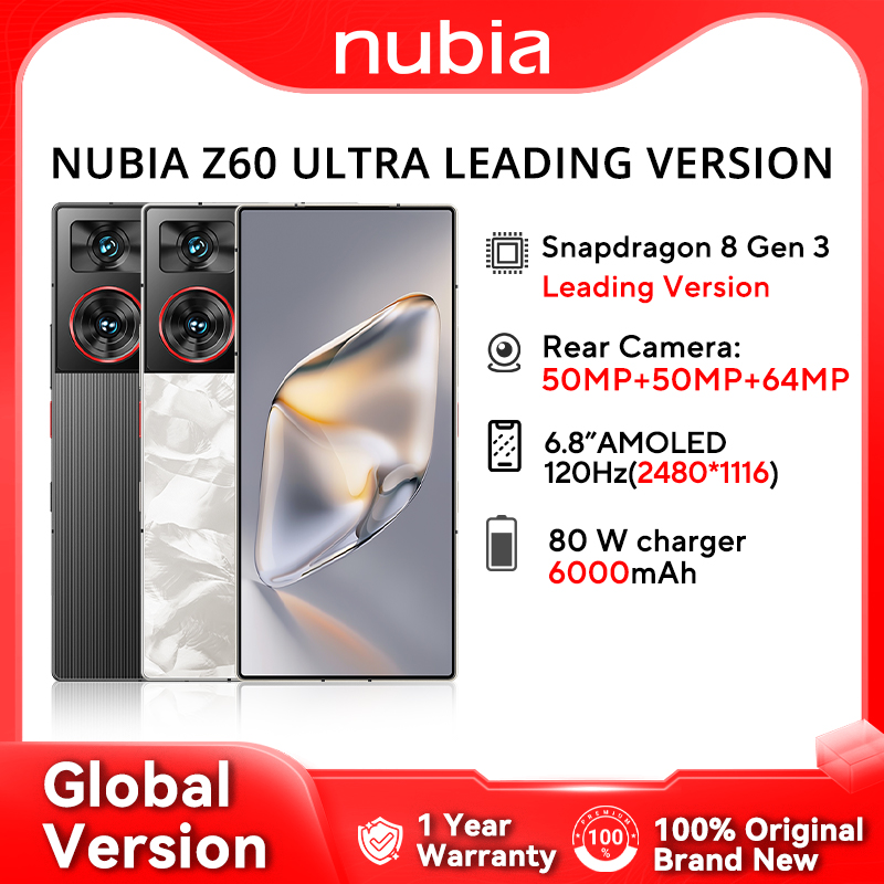 Global Version Nubia Z60 Ultra Leading Version NX721J Snapdragon 8 Gen 3 Leading Version 6.8" 50MP 6000mAh 80W NFC