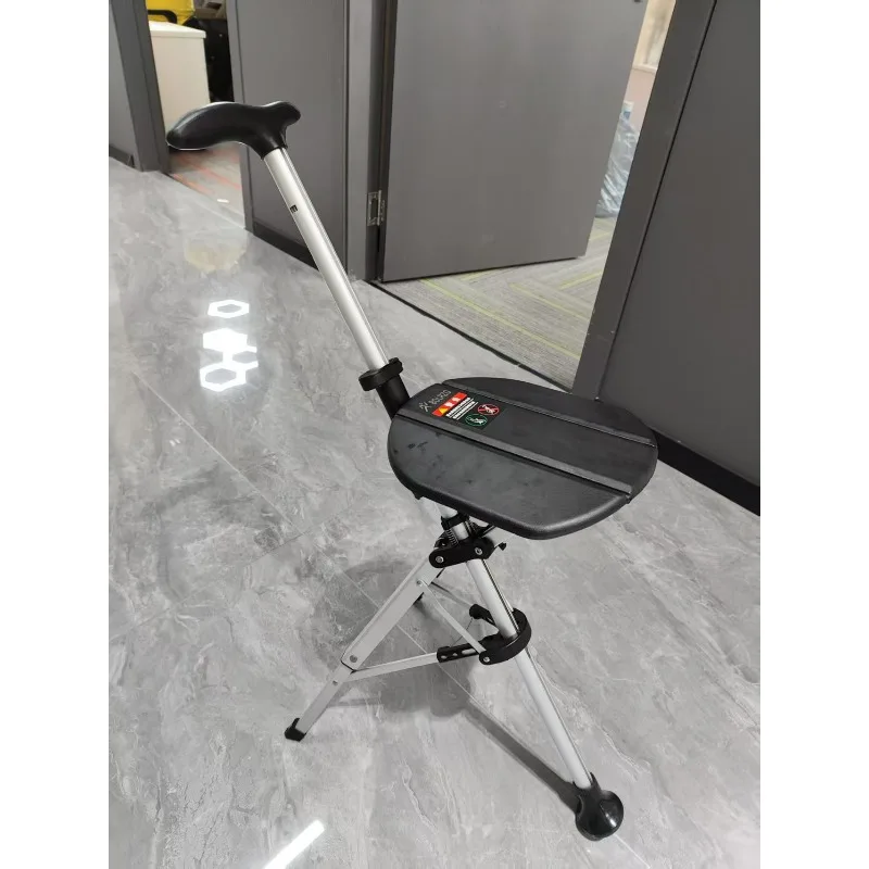 ใหม่อลูมิเนียมคุณภาพสูงพับเดิน Cane Stick ที่นั่งปรับผู้สูงอายุ Crutch เก้าอี้สตูล