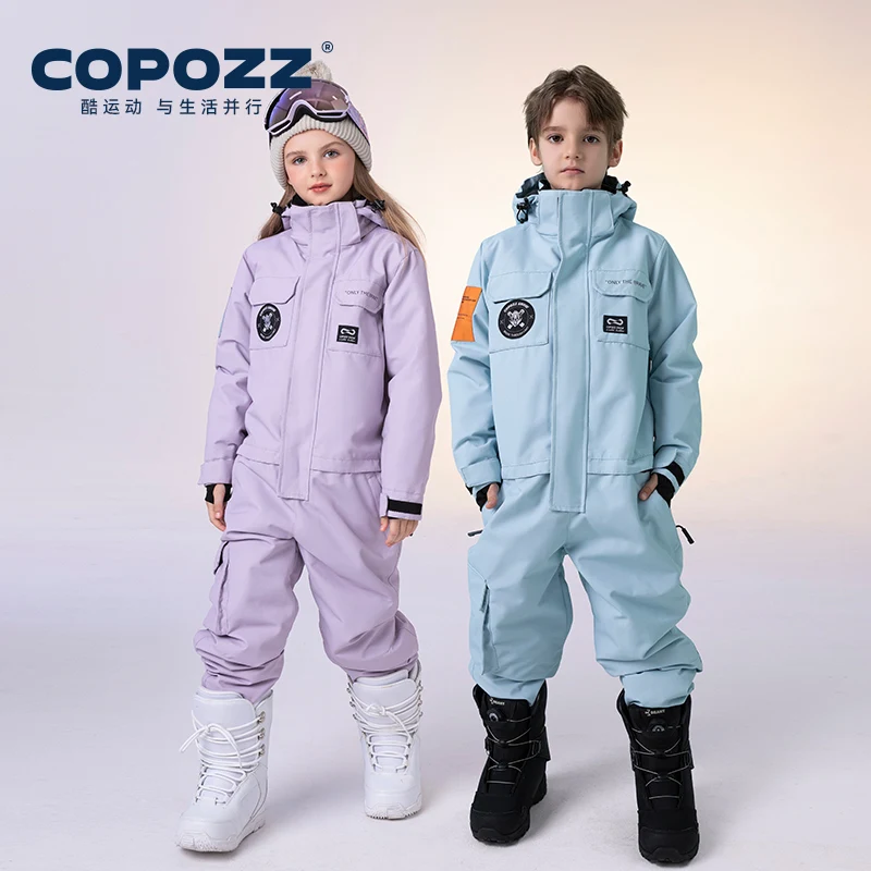 COPOZZ Kinder Schneeanzug Kinder Skianzüge Einteilige Overalls Overalls Outdoor-Sport Snowboarden Schneeanzug für Jungen und Mädchen