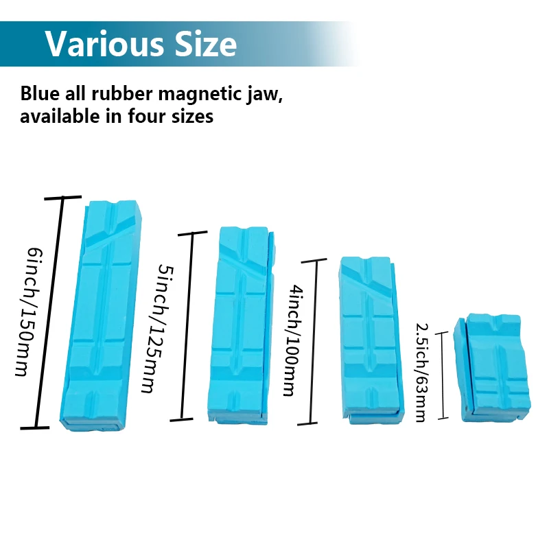 สีฟ้ายาง Vise แม่เหล็กป้องกันป้องกัน Strip Jaws สําหรับ 2.5/4/5/6 นิ้วเครื่องมือ Bench Vise Protector อุปกรณ์เสริม
