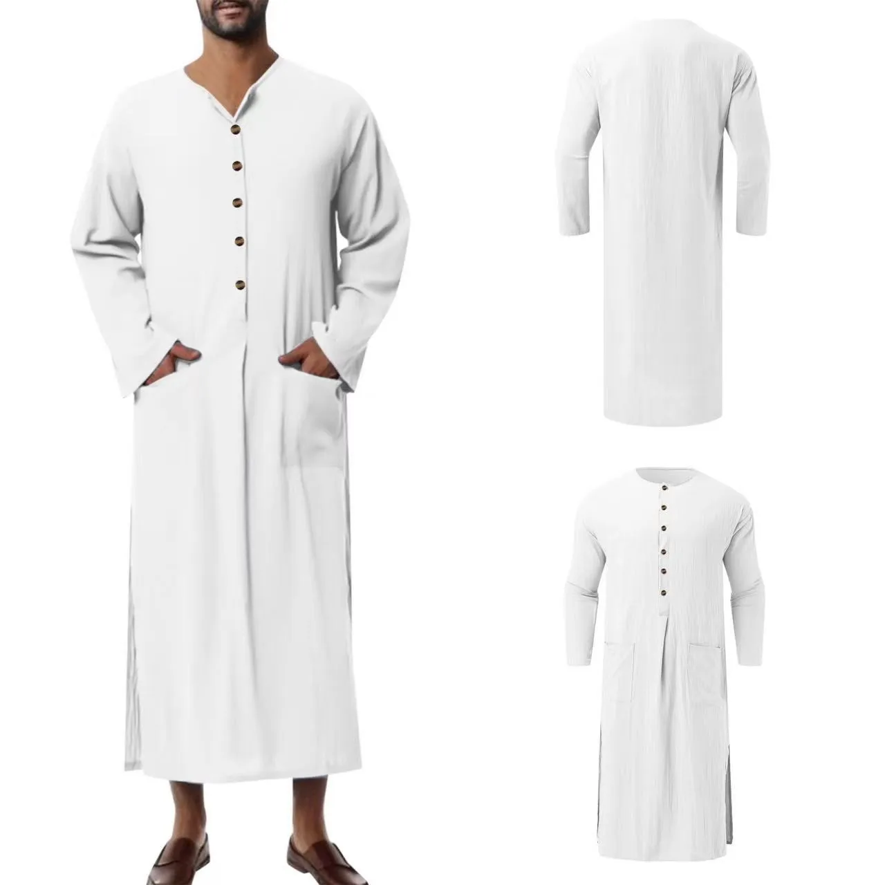 Dubái-caftán musulmán holgado de manga larga para hombre, nuevo estilo árabe e islámico, Abaya, 2024