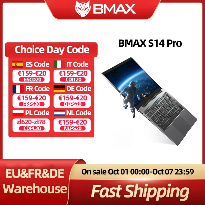 BMAX S14 Pro Intel N5000 CPU 1920*1080 14 Inch Laptop 8GB RAM 256GB SSD Windows 11 Notebook Dual Wifi USB laptop PC