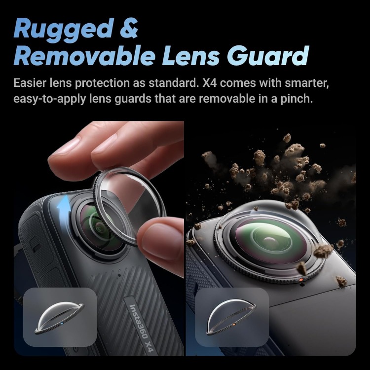 X4 Standard Bundle - Waterproof 8K 360 Action Camera, 4K Wide-Angle Video, Invisible Selfie Stick Effect, Removable