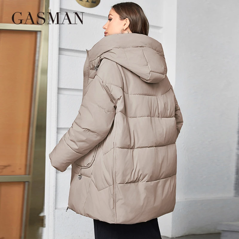 Parkas com capuz Gasman para mulheres, jaqueta casual com bolso, tamanho grande, moda, casaco, roupas ao ar livre, 83367, 2023
