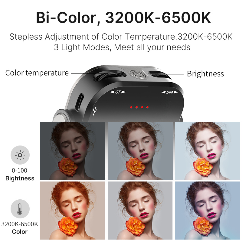 Ulanzi-Vijim VL66 조정 가능한 LED 비디오 라이트, 360 회전 마운트 브래킷 충전식 DSLR SLR 모바일 휴대용 필 라이트