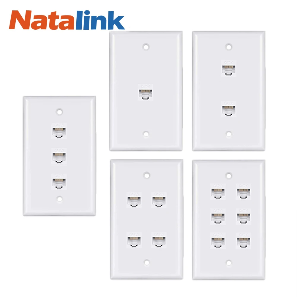 Natalink 1 paquete de placa de pared Ethernet Cat 6, placa de pared Ethernet hembra-hembra extraíble Compatible con dispositivos Ethernet Cat6/5/5e