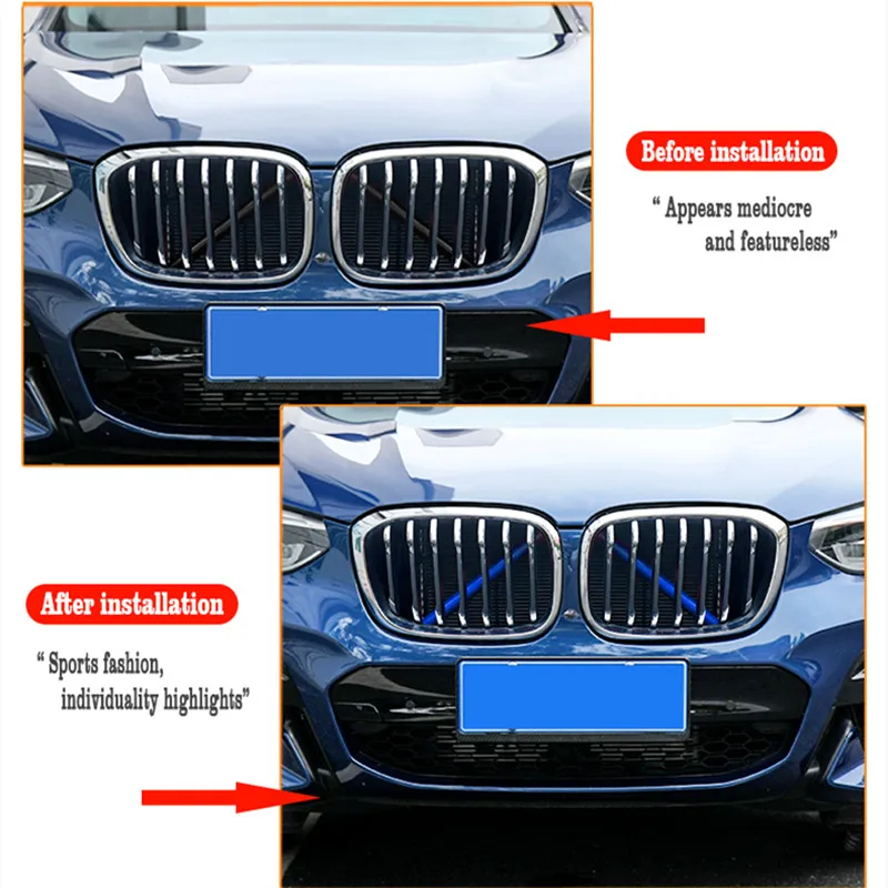 Tiras de guarnição da grade dianteira do carro capa quadro adesivo para bmw f30 f31 f34 gt 320i 328i g30 g31 g01 g02 g05 f25 f26 f20 116i 118i 120i