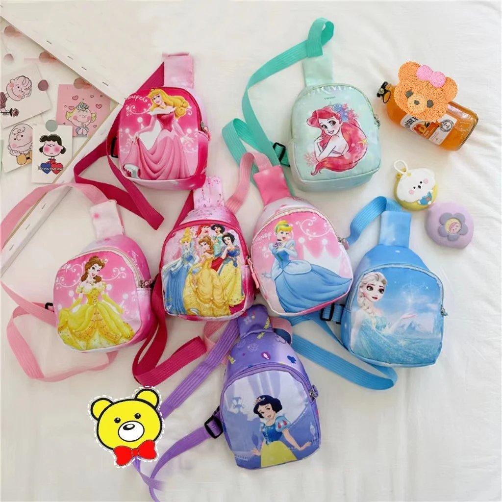 Disney frozen pacote de peito dos desenhos animados princesa saco do mensageiro meninos meninas ao ar livre sacos crossbody saco das crianças lazer zero carteira