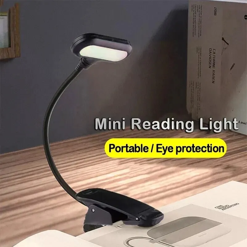 Lámpara LED ajustable con Clip para libros, mesa con batería, Flexible, para estudio, aprendizaje, escritorio, luz nocturna de lectura portátil para dormitorio
