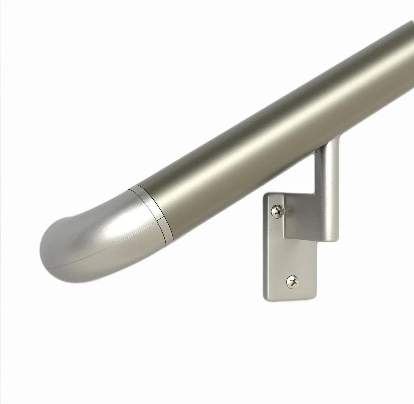 1.5ft ADA Handrail Kit Champagne Complete Indoor Outdoor Handrail for Stairs 1.6" Round Anodized Aluminum Railing