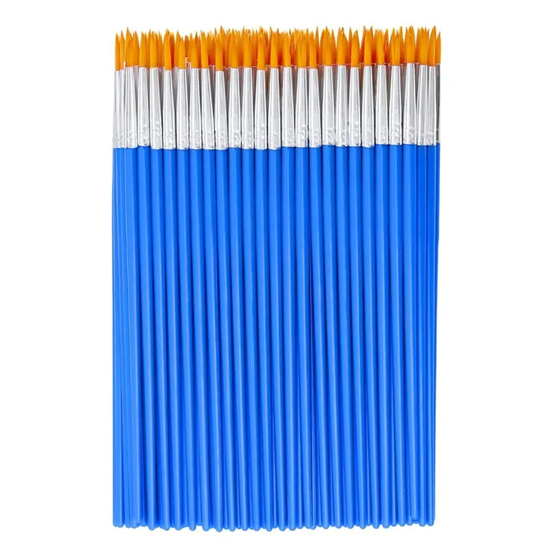 100Pcs Nylon Bristle Plastic Stem Digital Oil Brush Outlining Brush Small Line Brush Acrylic Paint Children's Oil Brush