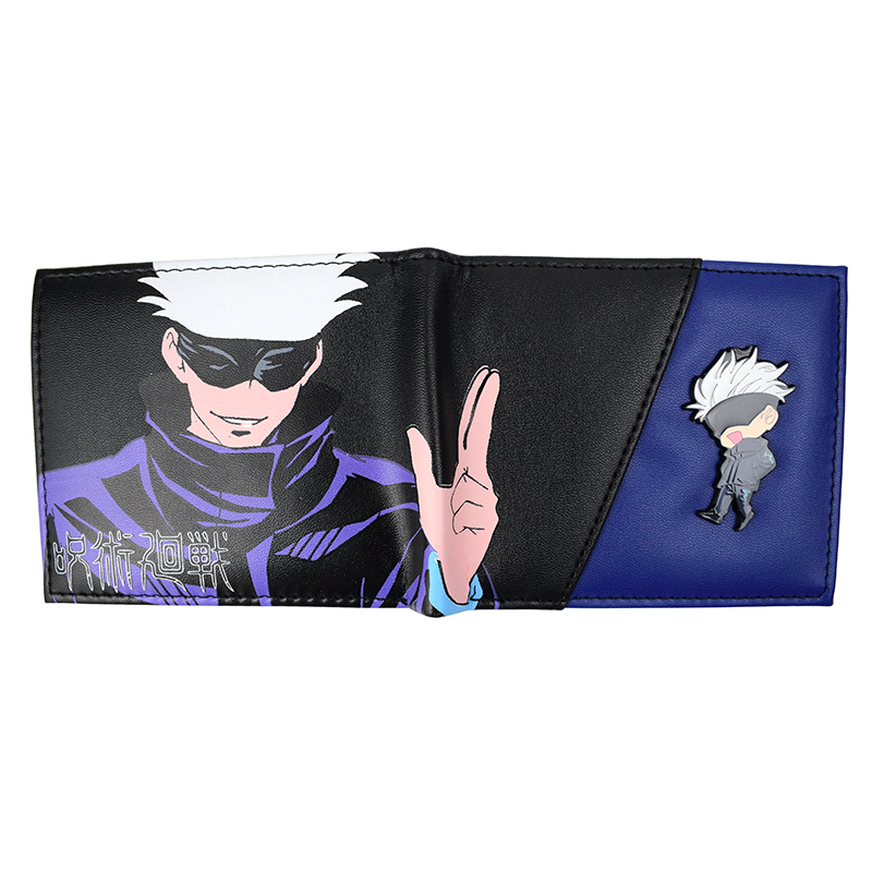 KAYOU Hot Comics Jujutsu Kaisen Cartera Diseño de metal fresco Monedero corto con bolsillo con cremallera