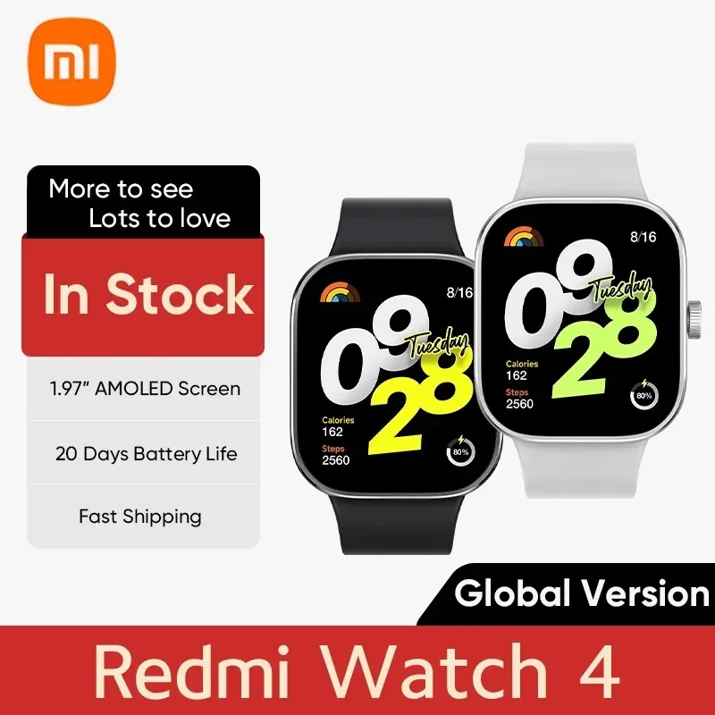 Xiaomi Redmi Watch 4 Global Version 20 Days Battery Life Ultra Large 1.97'' AMOLED Bluetooth Phone Call 5ATM GNSS Smart Watch