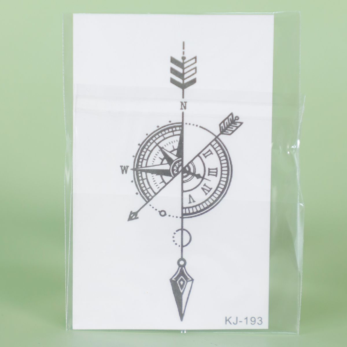 1 peça de bússola e relógio adesivos de tatuagem temporária à prova d'água, à prova d'água de longa duração para uma a duas semanas, para braço masculino e feminino.