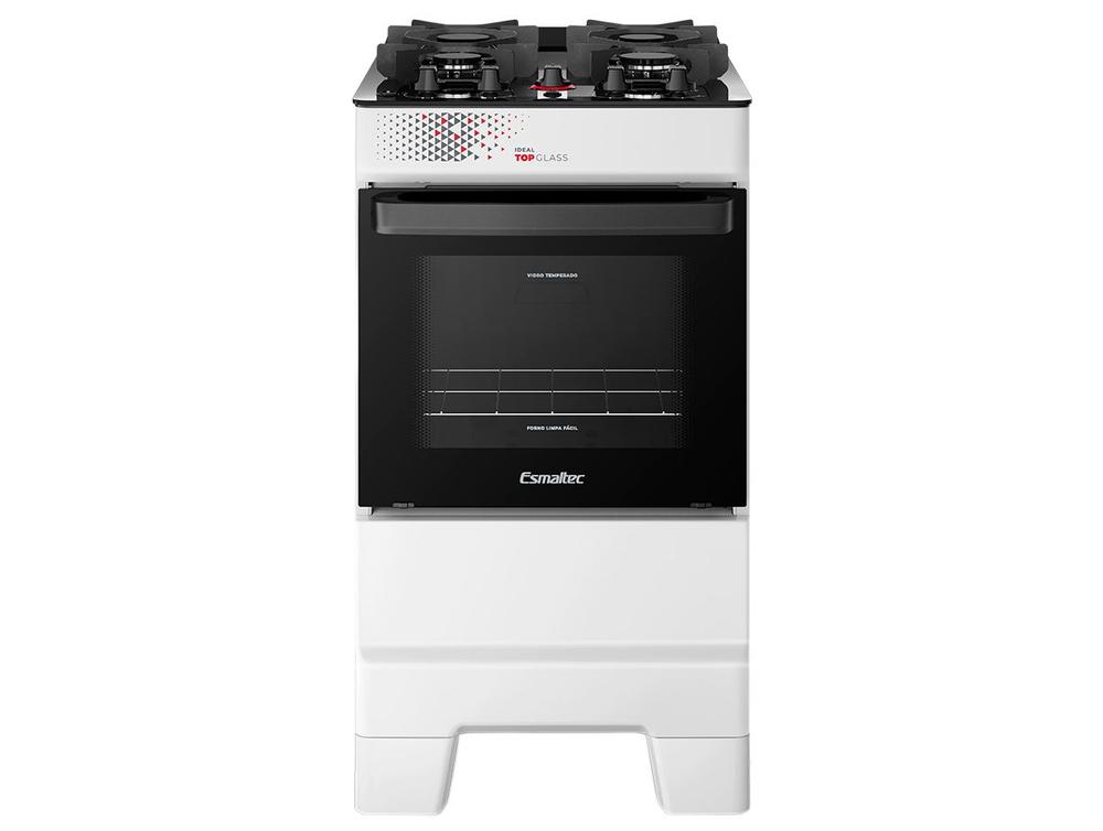 Fogão 4 Bocas Esmaltec Branco Mesa de Vidro Ideal Top Glass T4VAB - Bivolt