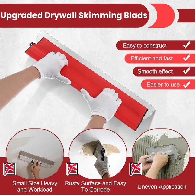 Skimming lâmina pintura acabamento alisamento knock-down faca durável reboco drywall skimming lâmina ferramentas de reboco de parede