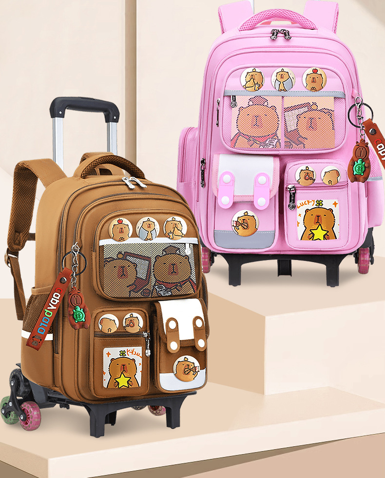 Trolley per bambini con ruote Zaino per studenti Borse da scuola ad alta capacità Zaini per bambini Trolley bookbag borsa da scuola con ruote